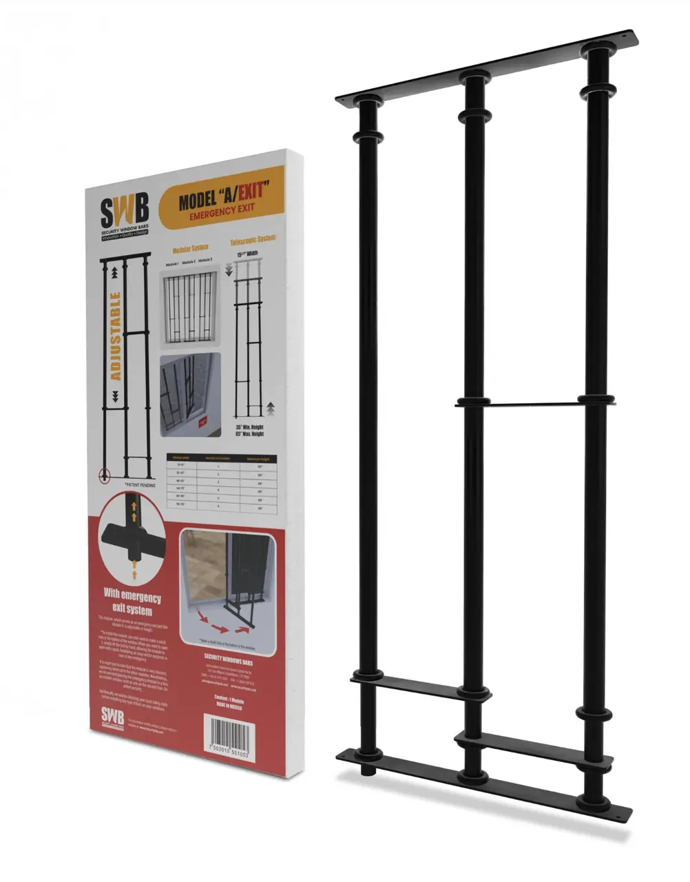 Model A/EXIT window security bar